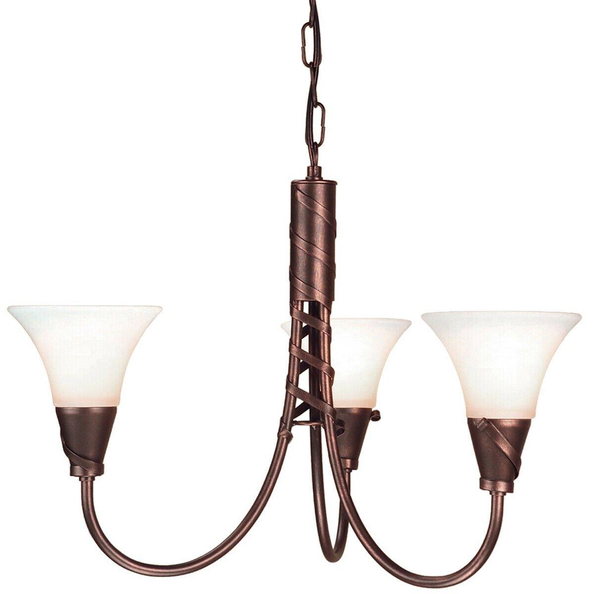 3 Bulb Chandelier Hanging Pendant LIght Copper Patina LED E14 60W Bulb