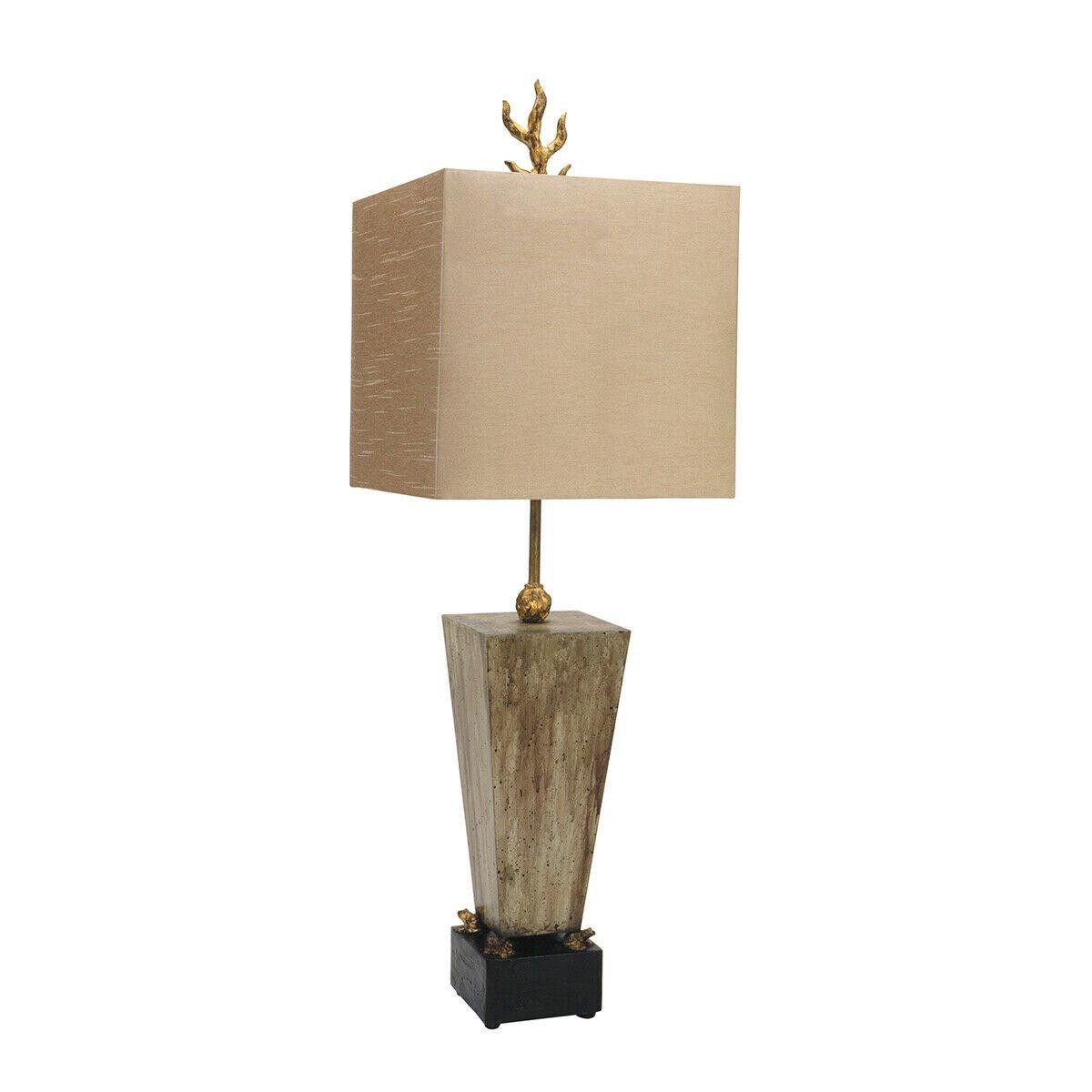 Table Lamp Gilded Frogs Light Brown Faux Silk Shade Gold Leaf Finial LED E27 60W