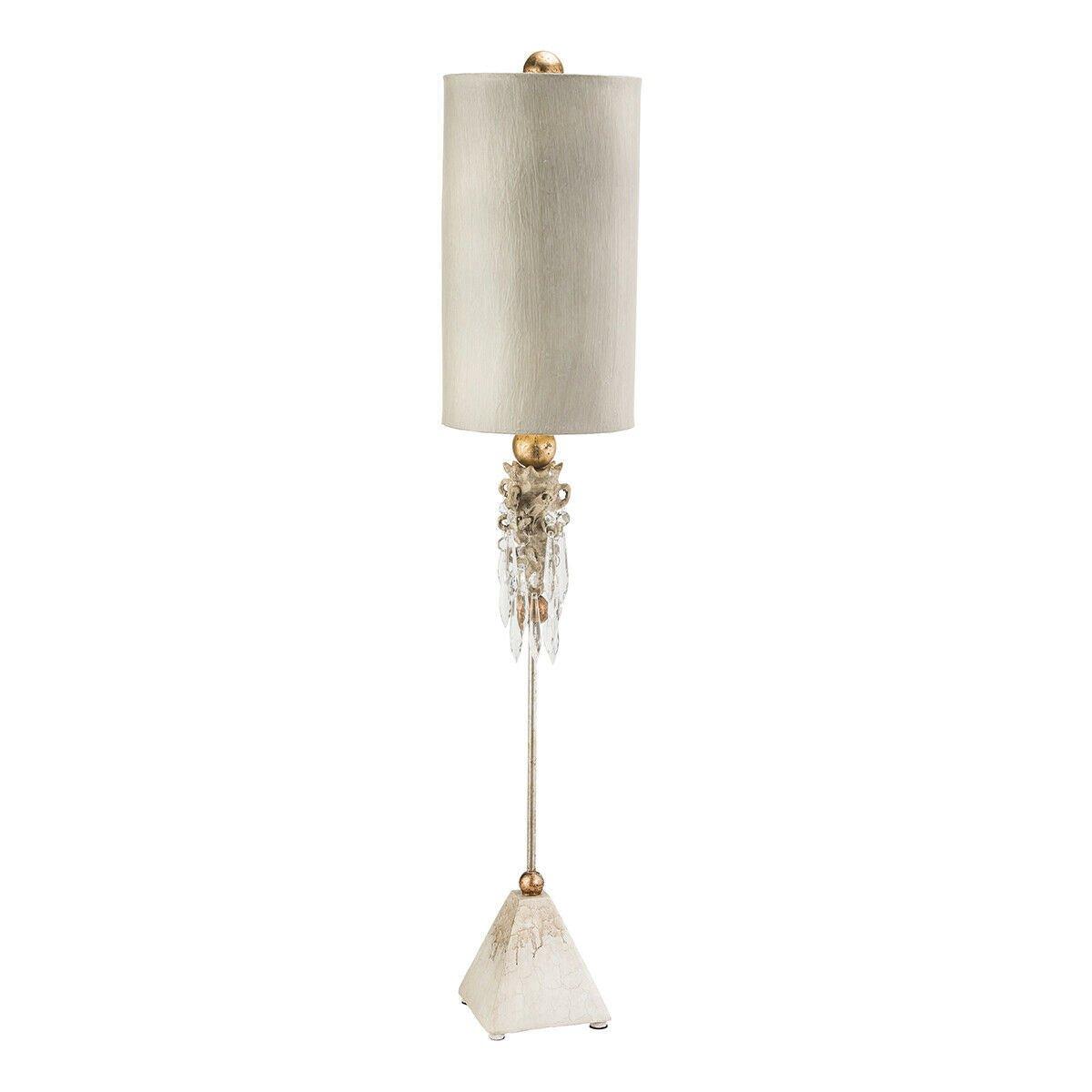 Table Lamp Pyramid Shape Sculpted with Crystal Cluster. Putty Patina LED E27 60W