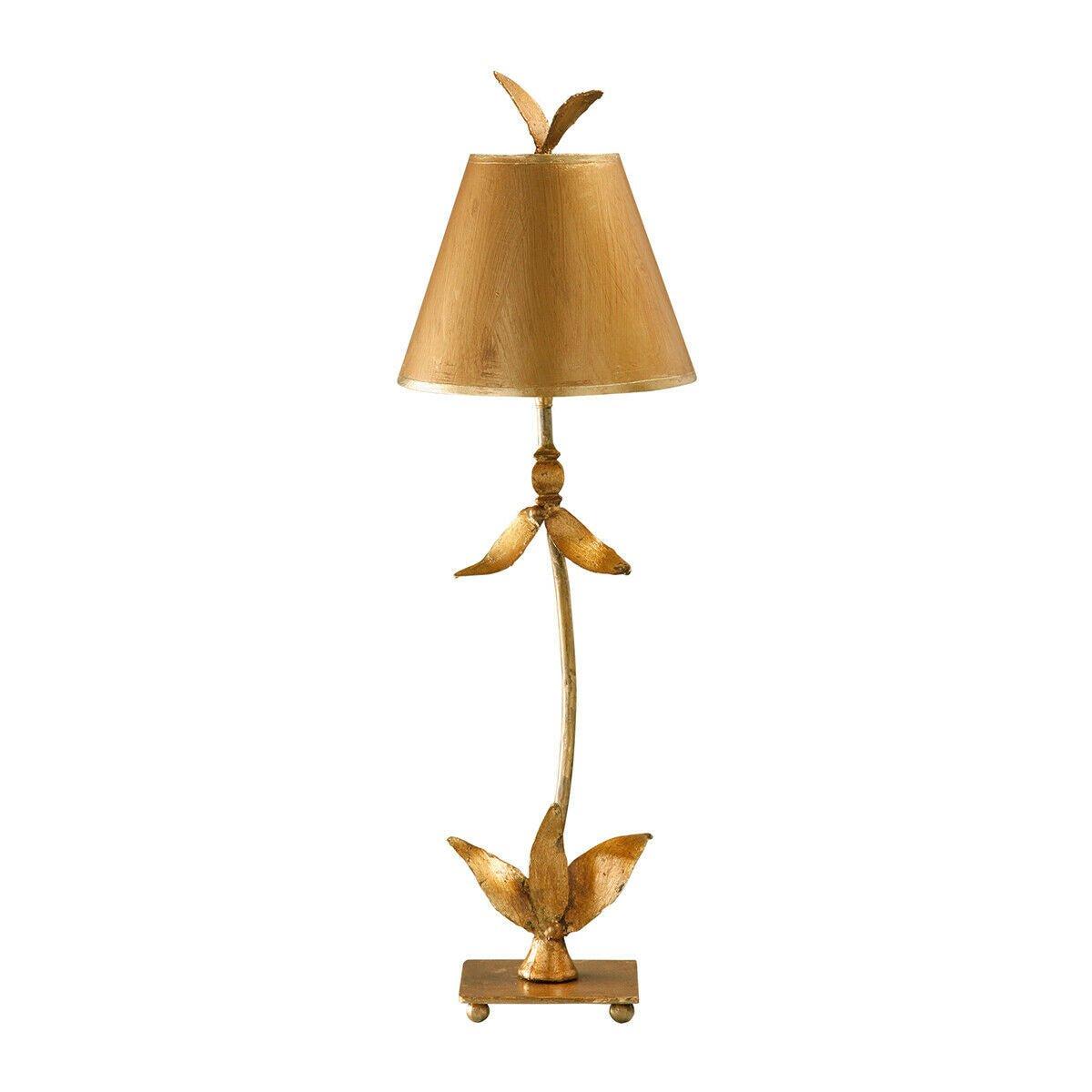 Table Lamp Gold Silver Leaf Column Tapered Shade Finial Gold Leaf LED E27 60W