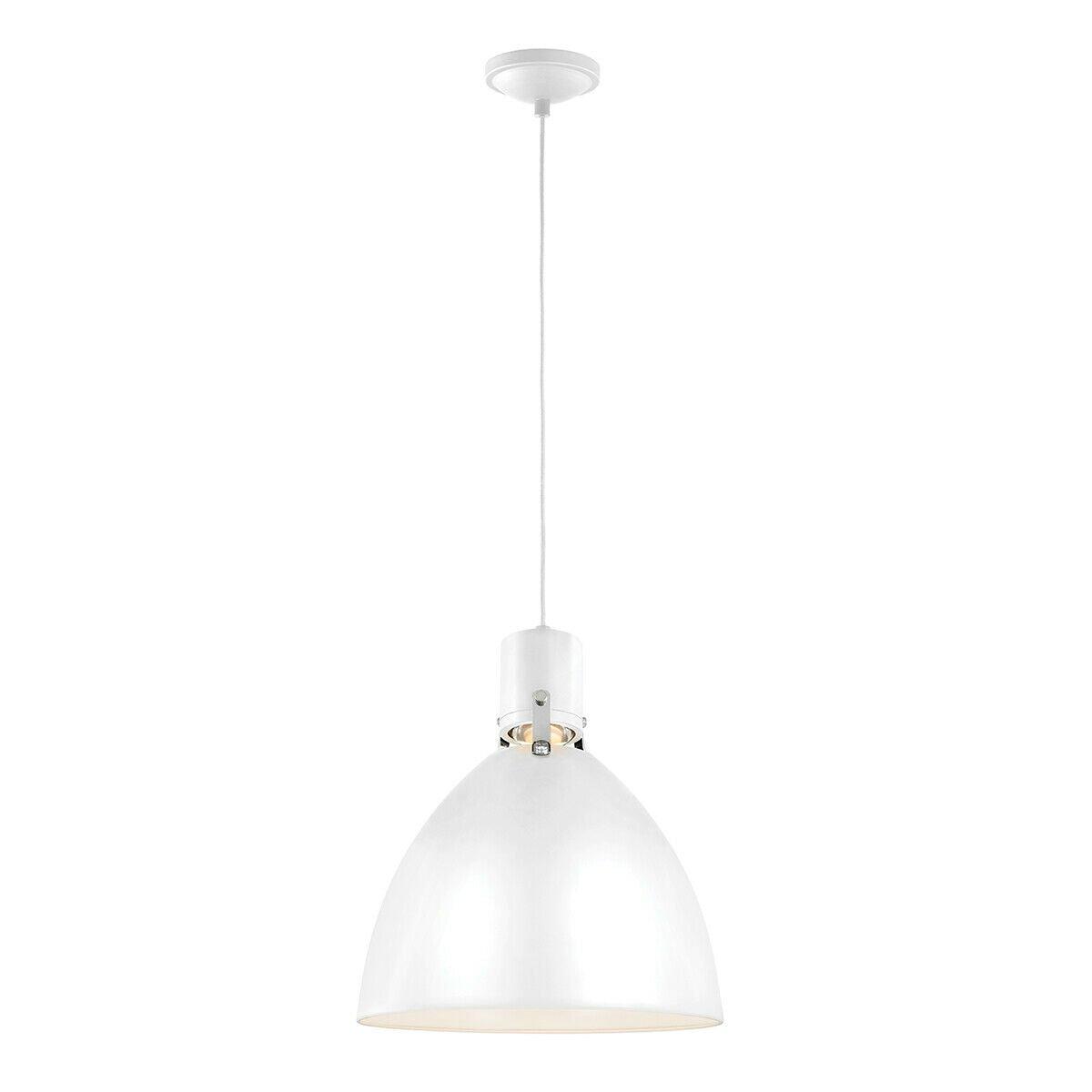 1 Bulb Ceiling Pendant Light Fitting Flat White/Chrome LED 8W Bulb