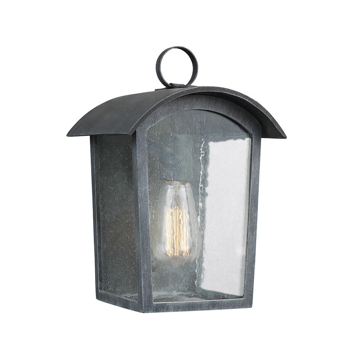 Outdoor IP44 1 Bulb Wall Light Lantern Ash Black LED E27 60W d00765