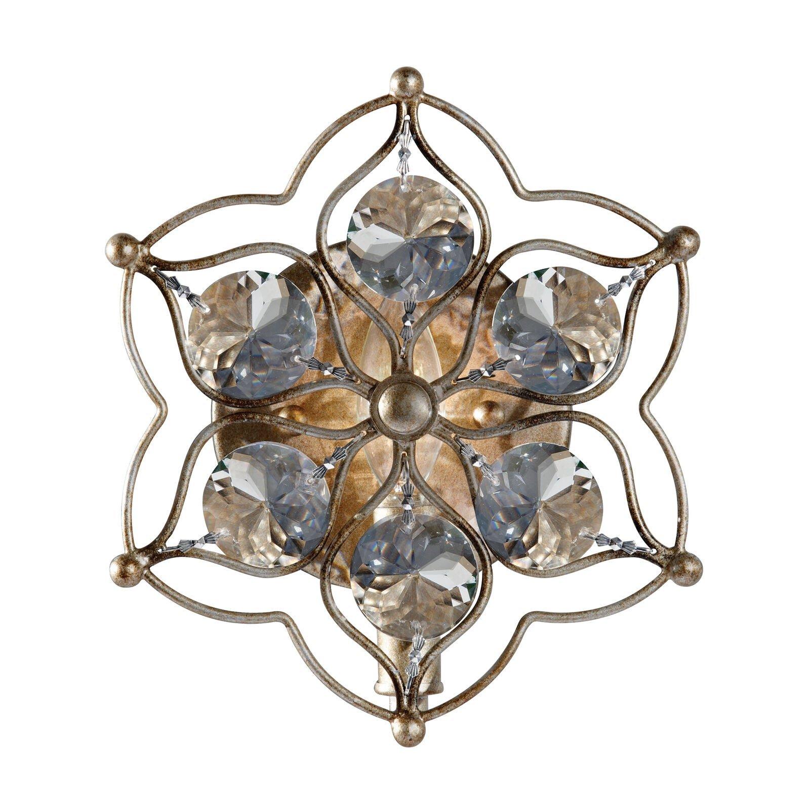 Wall Light Faceted Bauhinia Crystal Flower Design Burnished Silver LED E14 60W