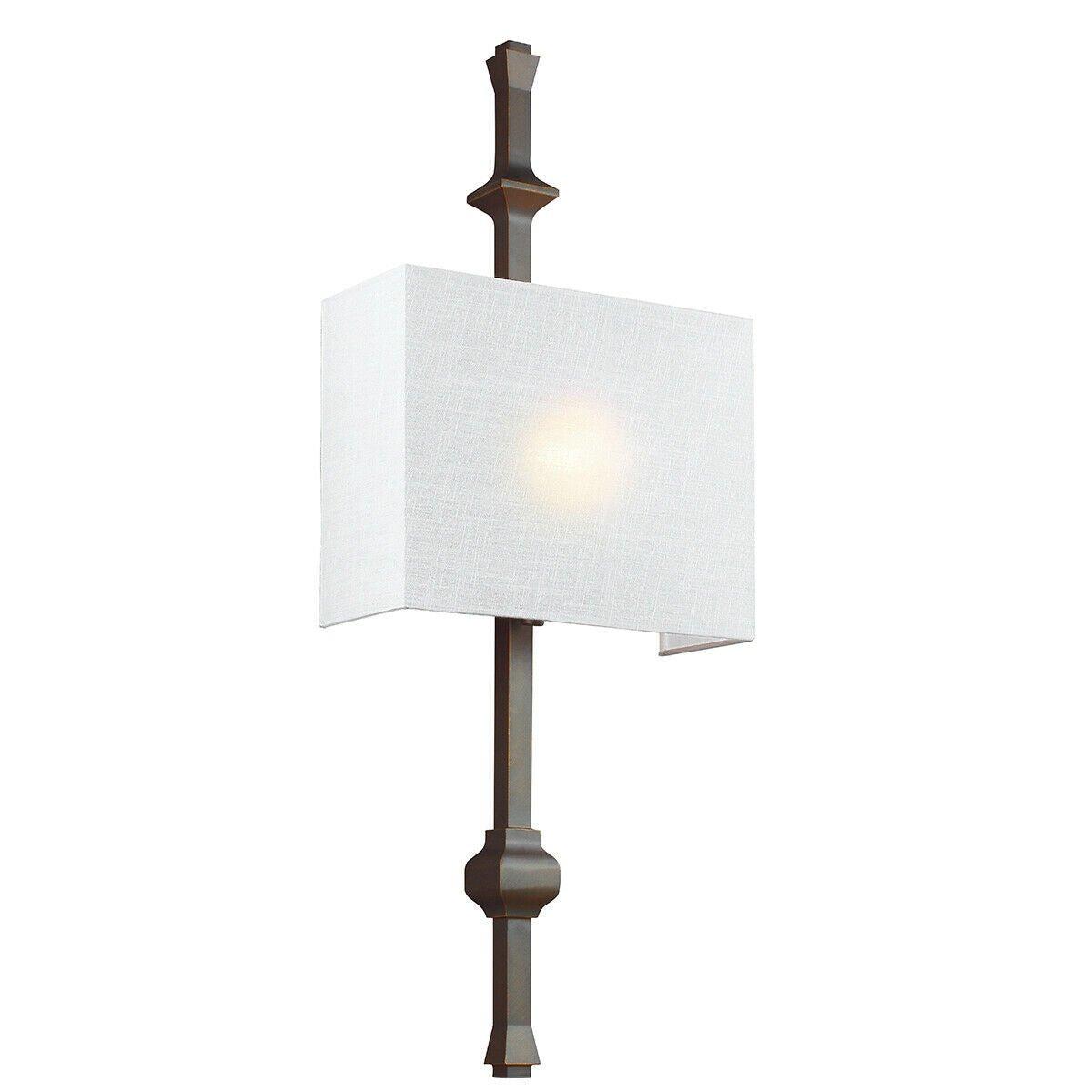 Wall Light Hidden Lamp White Shantung Silk Shade Antique Bronze LED E27 60W