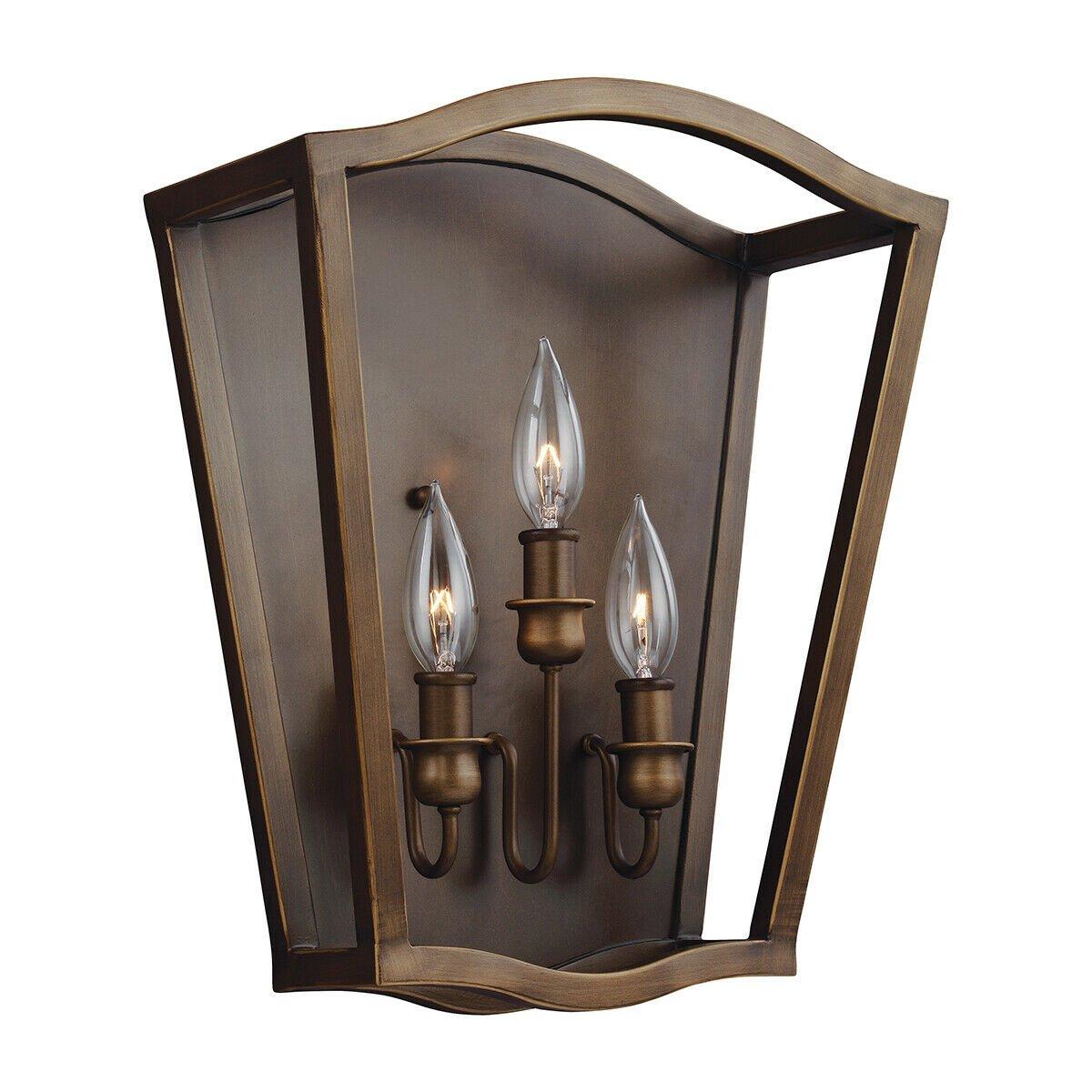 3 Bulb Wall Light Sconce Painted Aged Brass Finish LED E14 60W Bulb