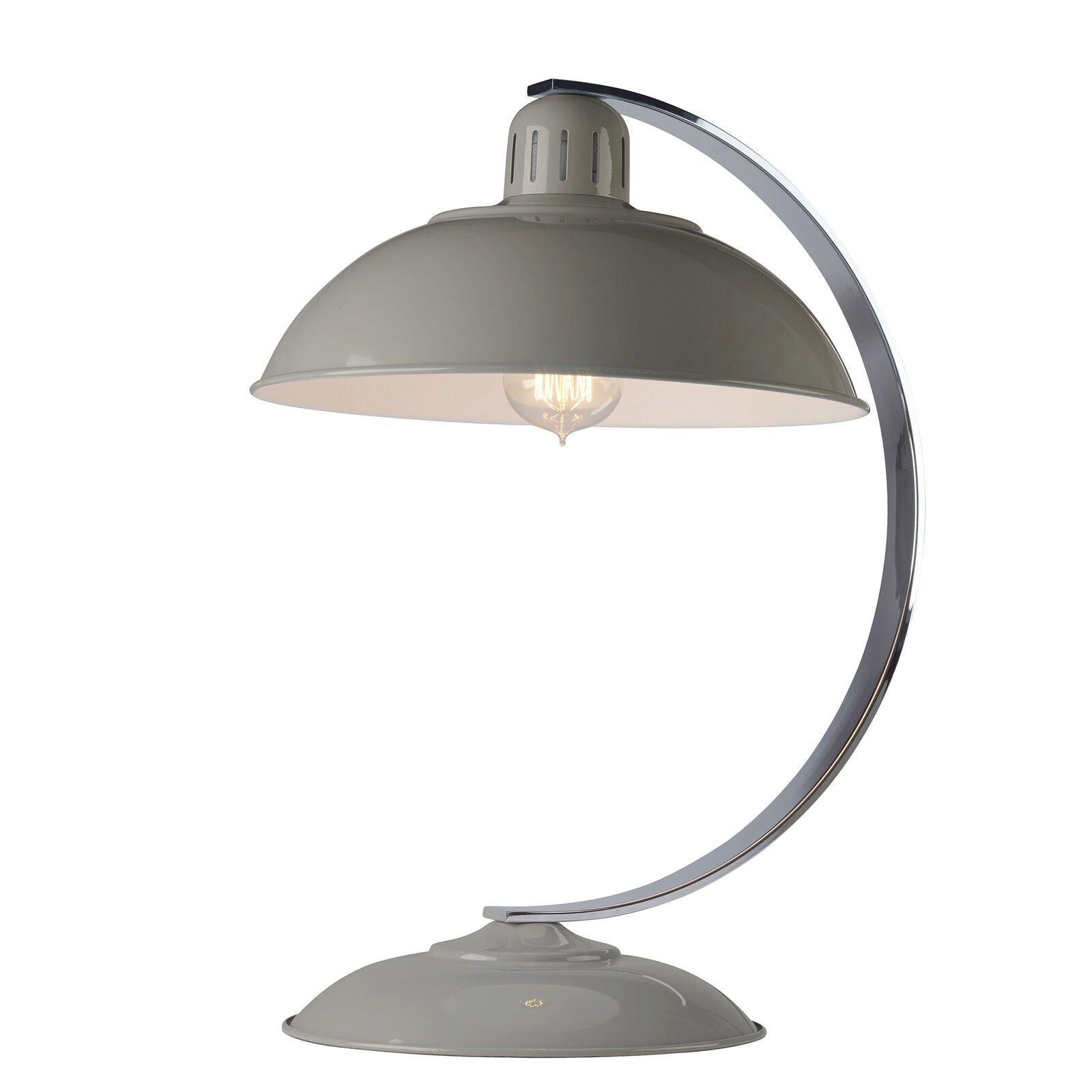 Table Lamp Curved Arm Retro Style Office Light Tarpaulin Grey LED E27 60W Bulb
