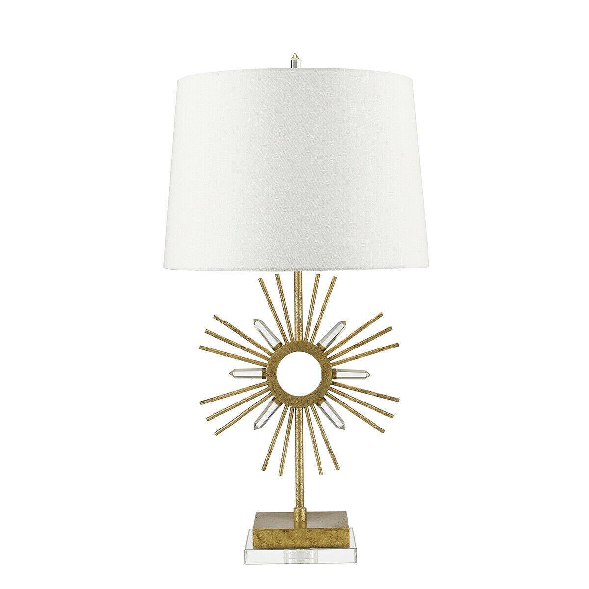 Square Table Lamp Cream Shade Distressed Gold LED E27 100W Bulb d01096