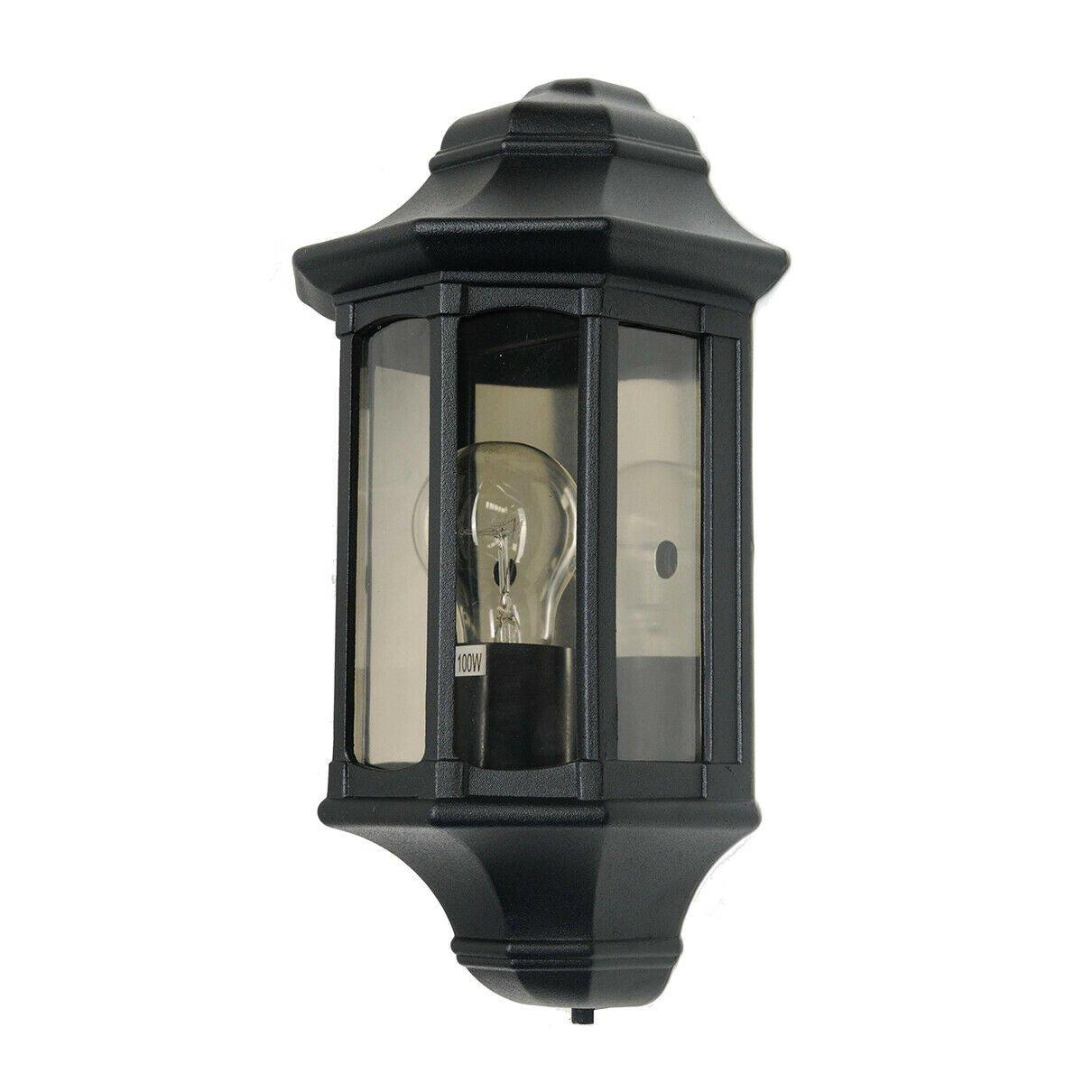 Outdoor IP44 1 Bulb Half Lantern Wall Porch Light Black LED E27 60W