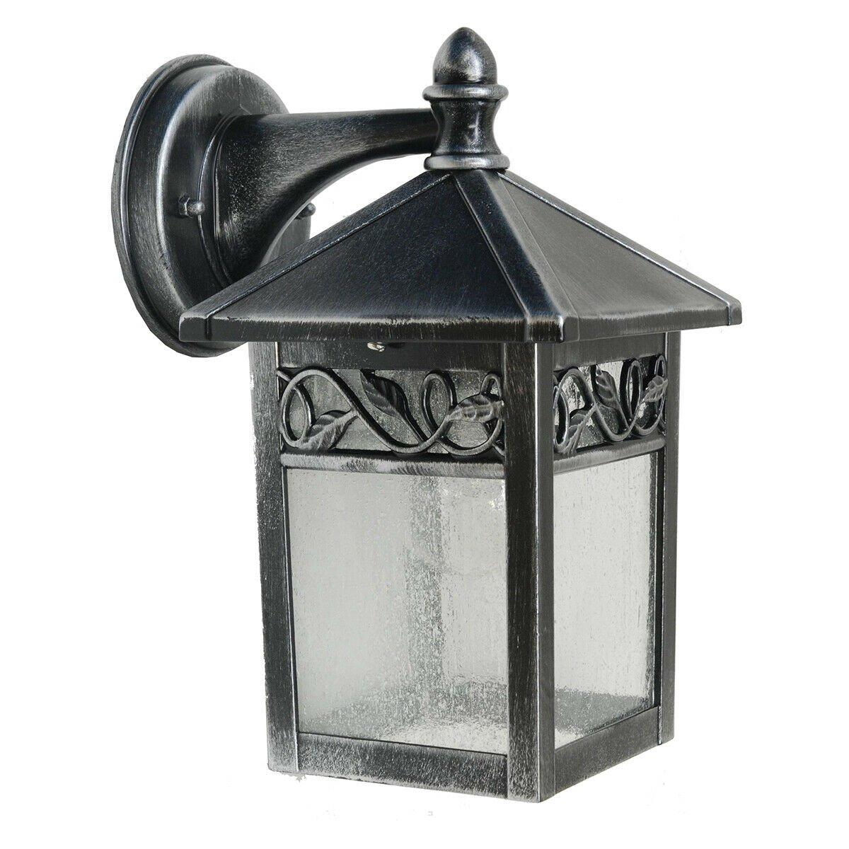 Outdoor IP44 Wall Light Sconce Black Silver LED E27 60W Bulb Outside External