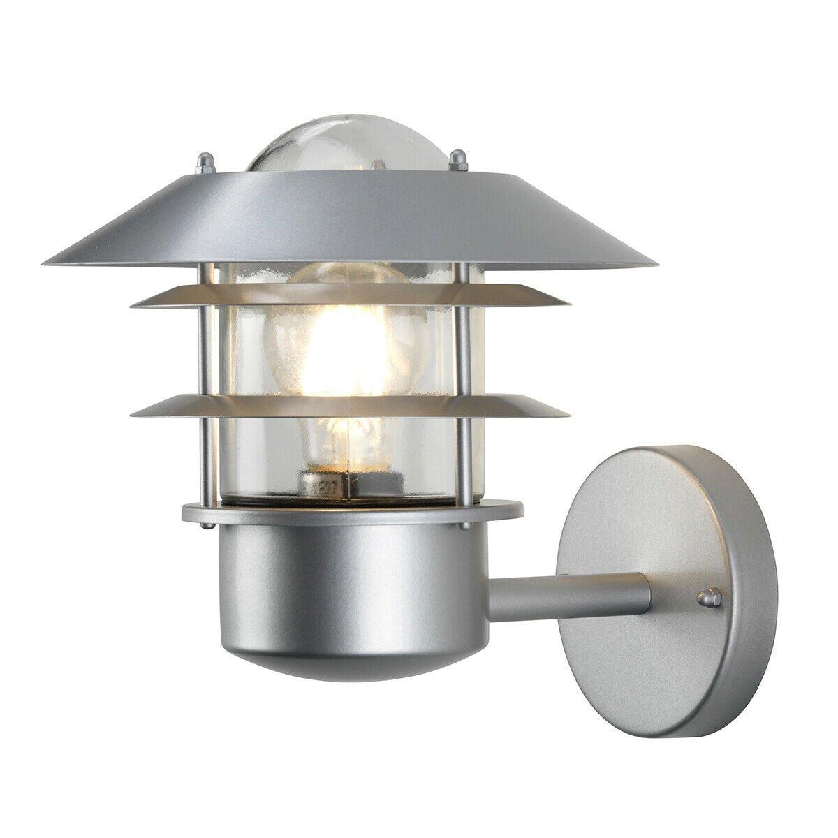 Outdoor IP44 Wall Light Sconce 304 SS Silver LED E27 60W Bulb External d01140