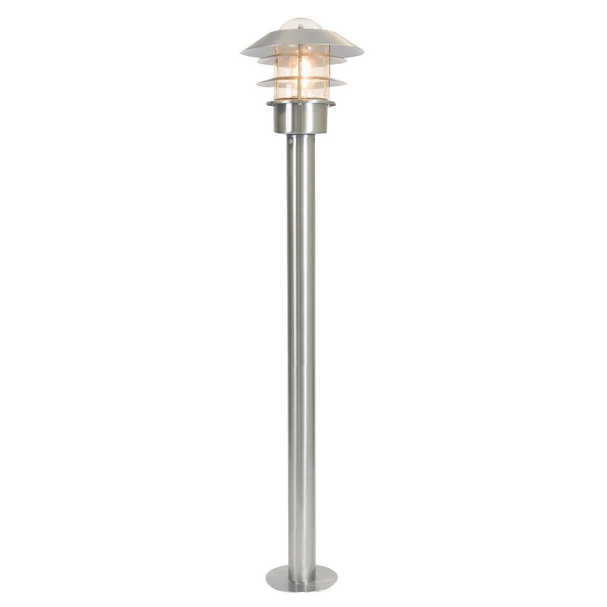 Outdoor IP44 Bollard Light Stainless Steel LED E27 60W Bulb Outside External
