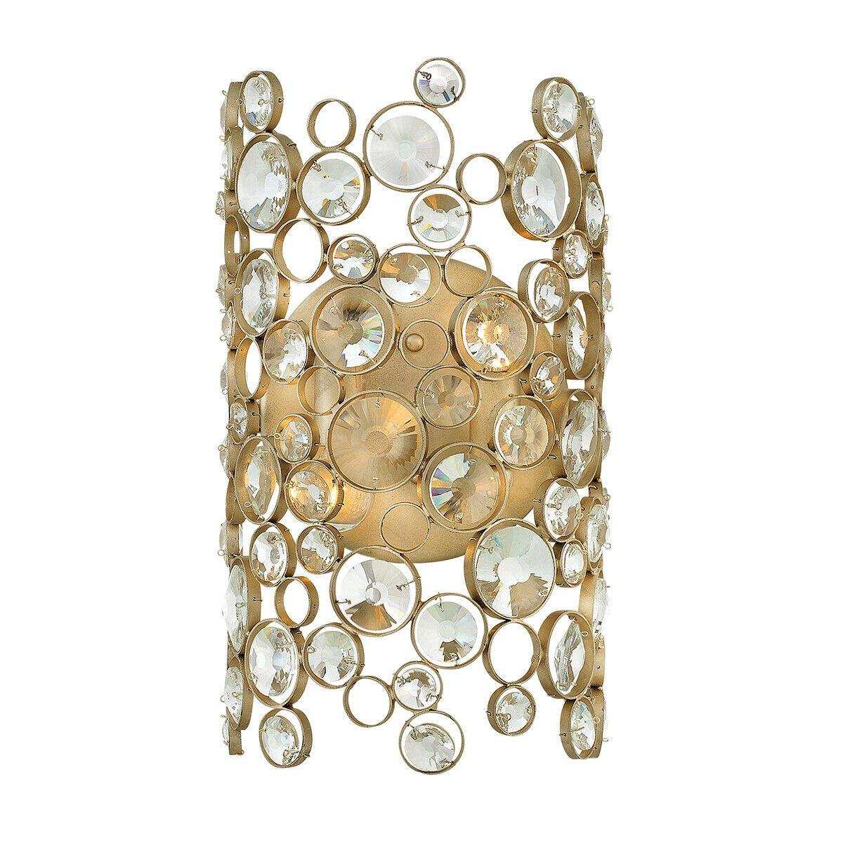 Wall Light Connected Circles Faceted Crystals Metal Ring Silver Leaf LED E14 60W