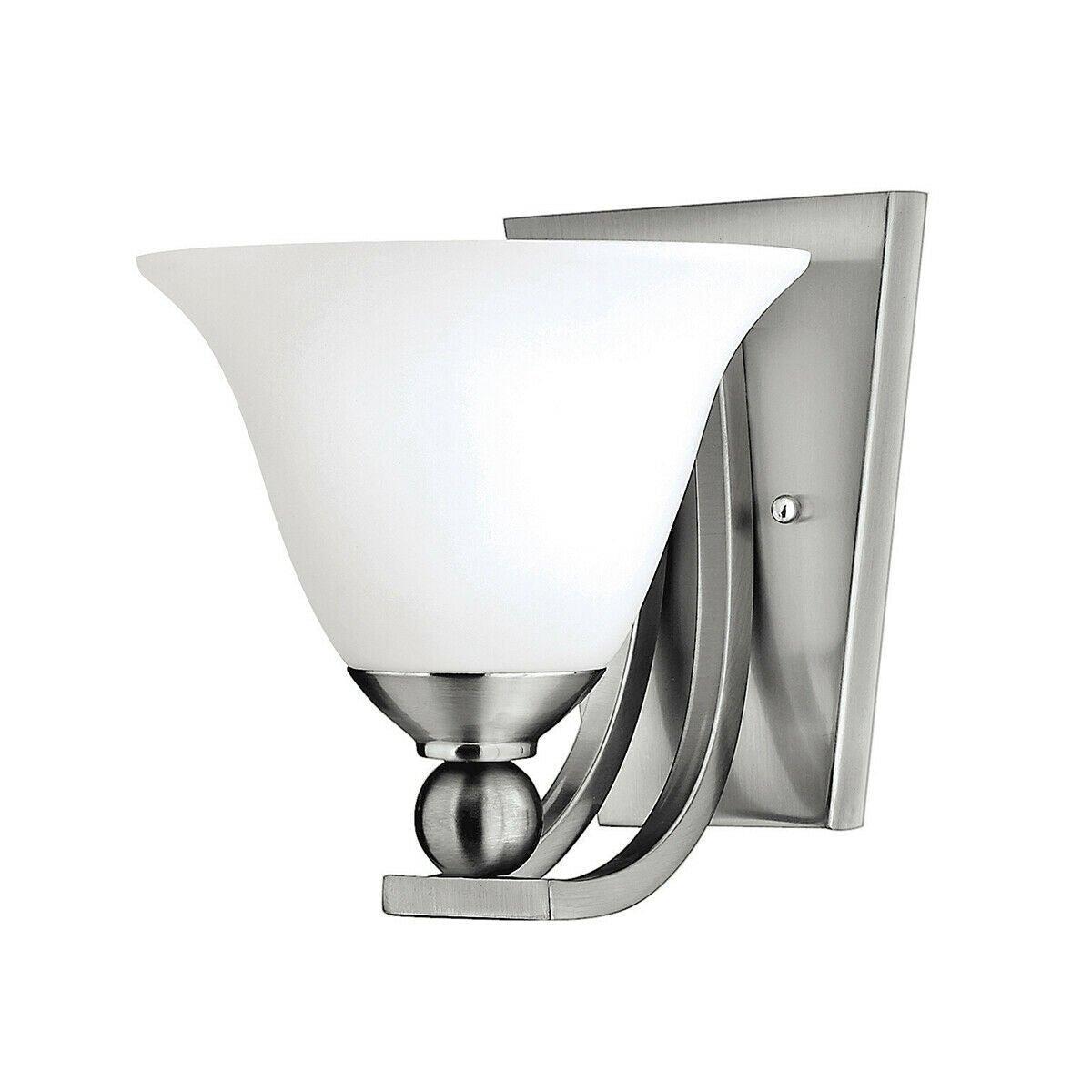 IP44 Wall Light Heavy Sphere Bell Shaped Glass Brushed Nickel LED E27 60W