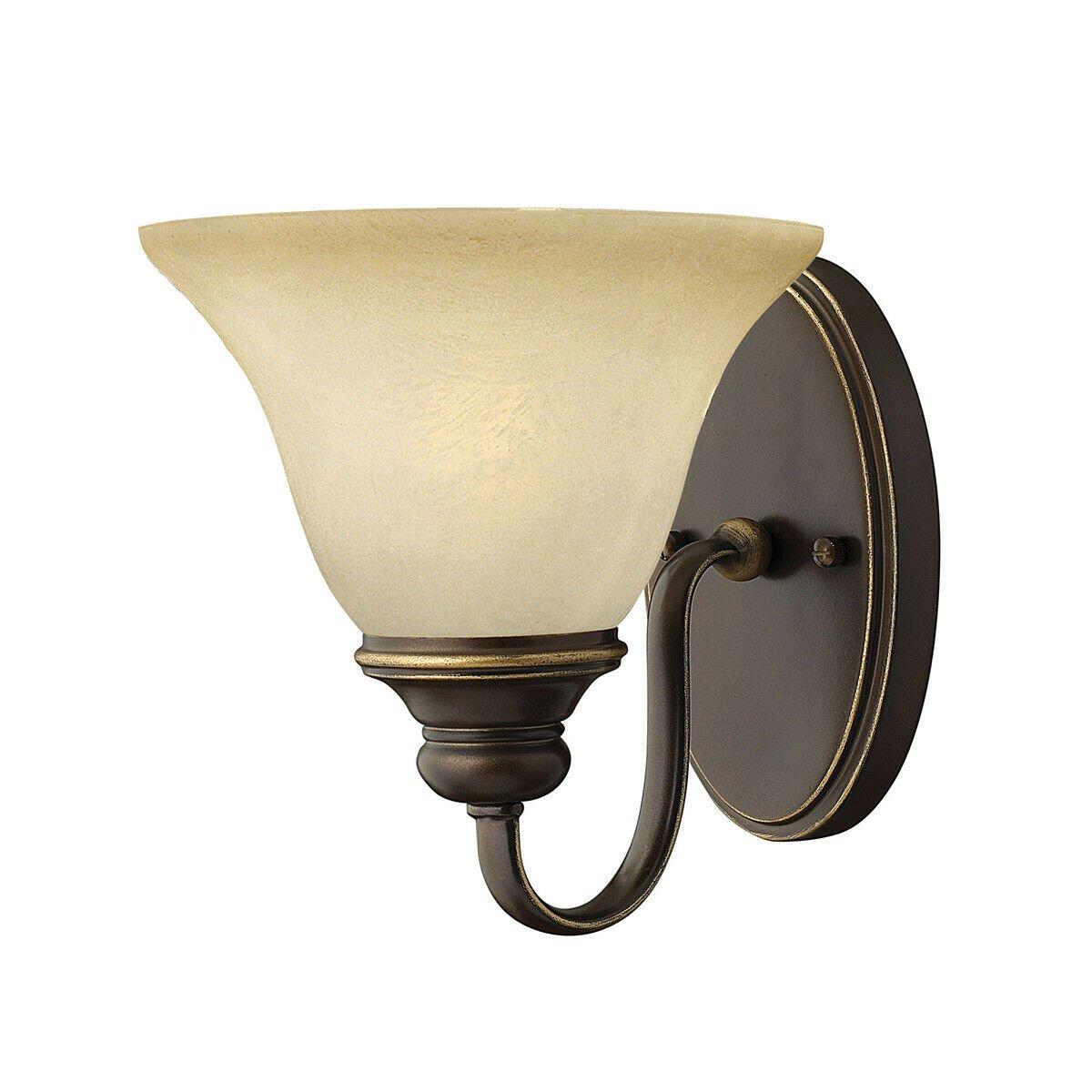 Wall Light Sconce Faux Alabaster Glass Uplighter Antique Bronze LED E27 60W