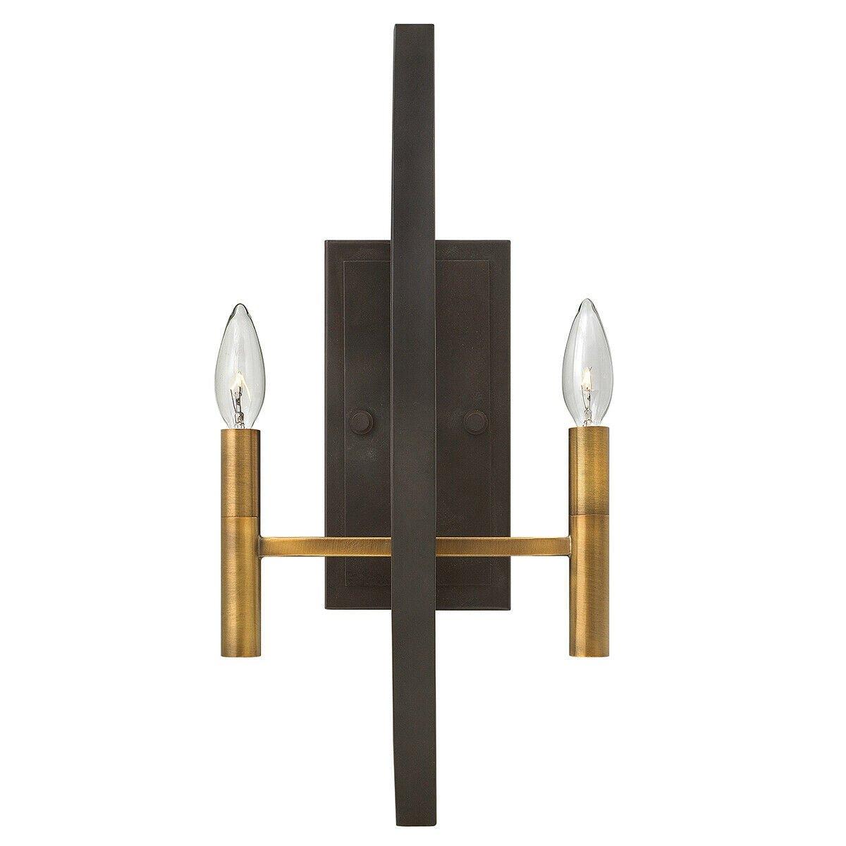 Twin Wall Light Black Face Plate Bronze Candle Holder Spanish Bronze LED E14 60W