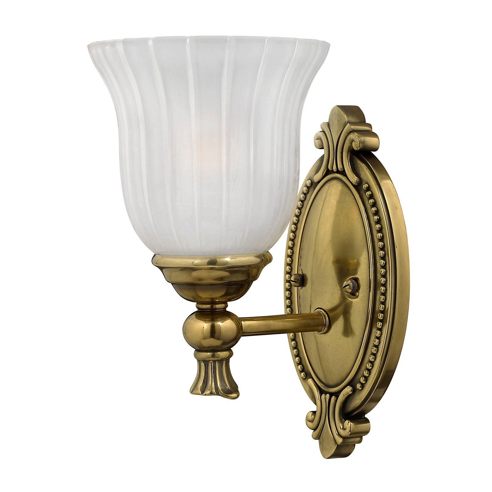 IP 44 Wall LightCast Detailing Frosted Ribbed Glass Burnished Brass LED G9 3.5W