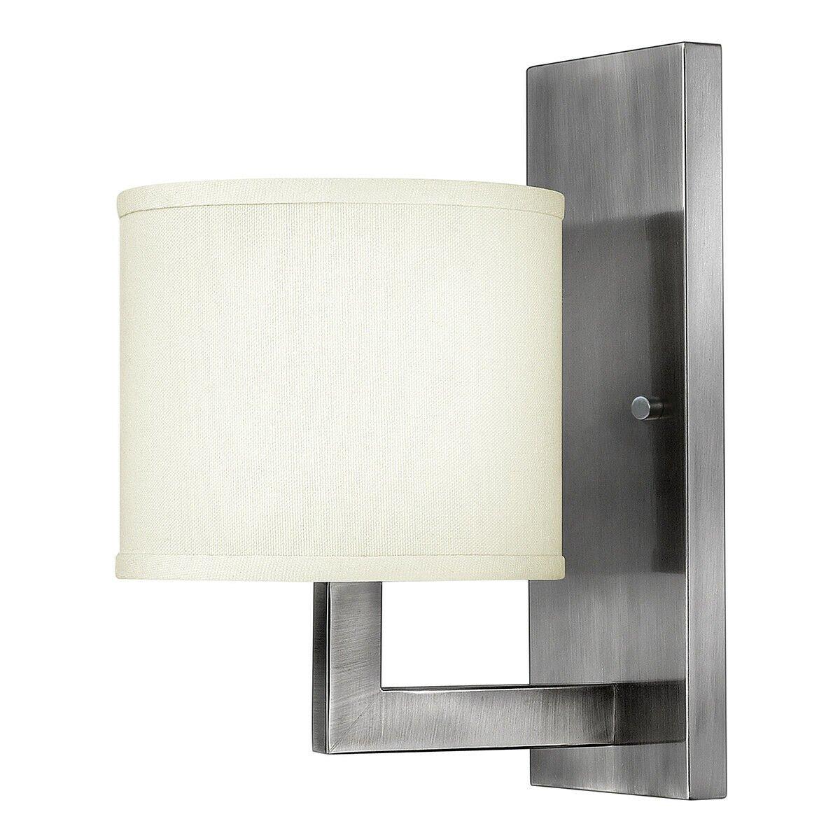 Wall Light Off White Linen Drum Shade Antique Nickel LED E27 100W