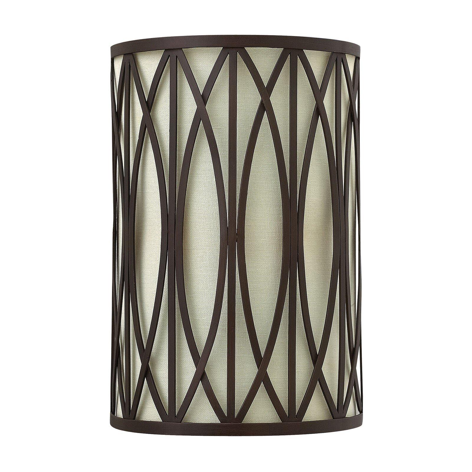Twin Wall Light Lattice Style Metal Outer Linen Shade Bronze LED E14 60W