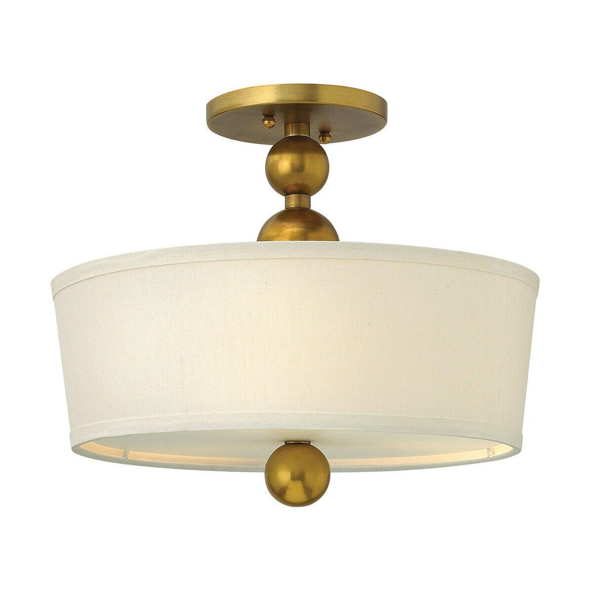 3 Bulb Semi Flush Light Material Shade Brass Spheres Vintage Brass LED E27 60W