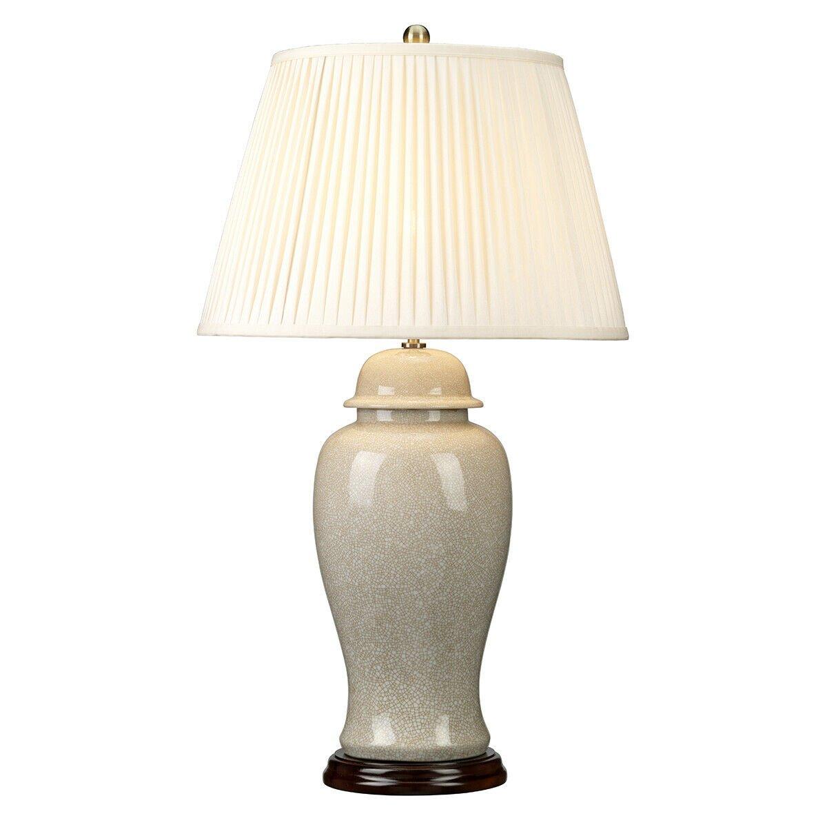 Table Lamp Large   Porcelain Ivory Crackle Glass Cream Shade LED E27 60W