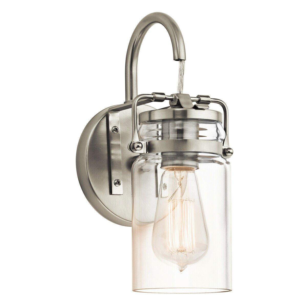 Wall Light Vintage Style Canning Jars Clear Glass Shade Nickel LED E27 60W