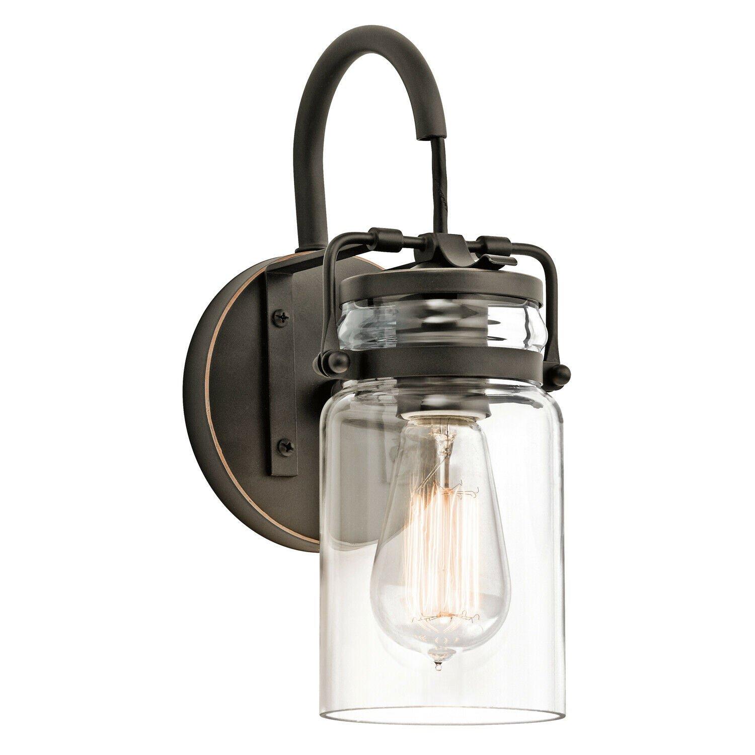 Wall Light Vintage Style Canning Jars Clear Glass Shade Olde Bronze LED E27 60W