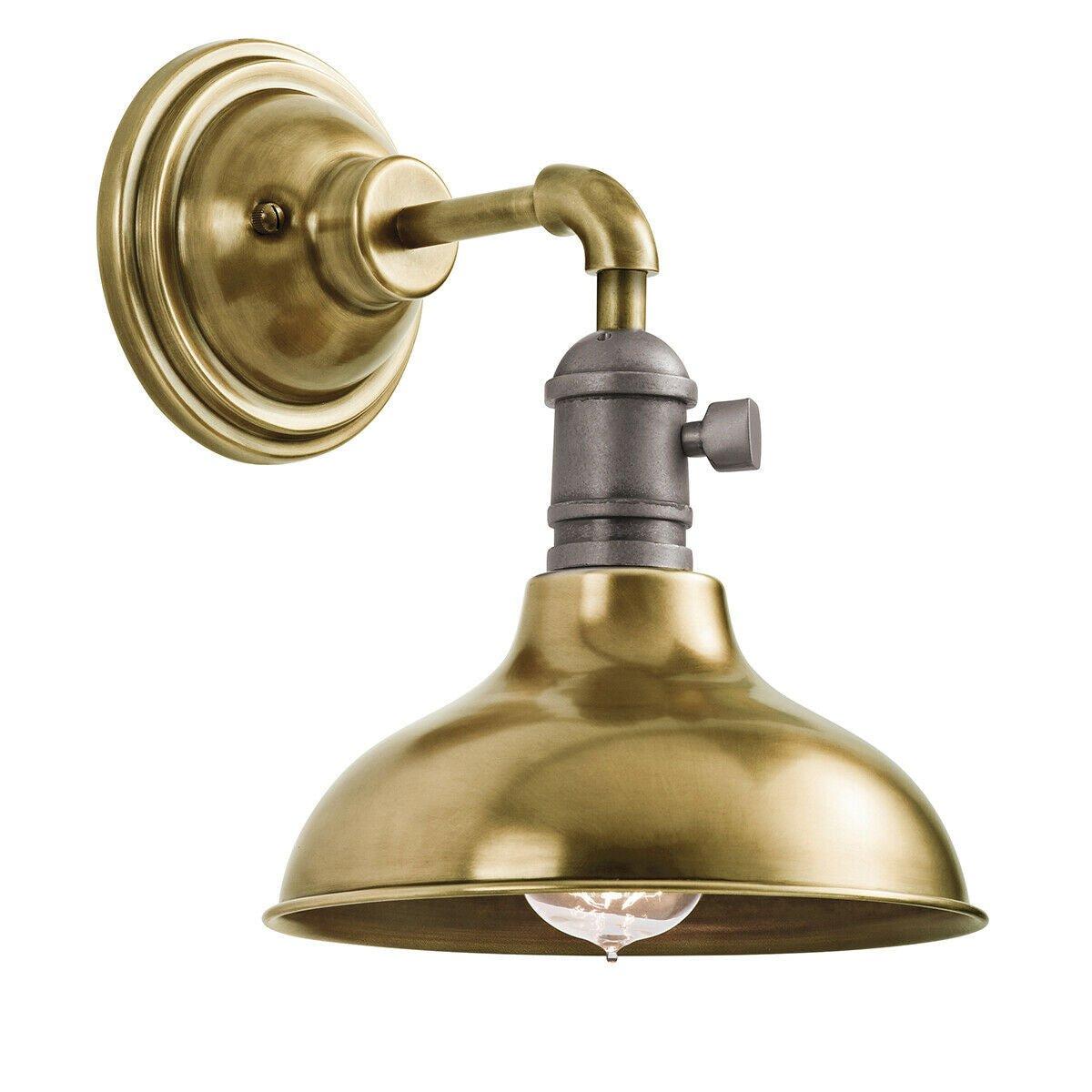 Wall Light Retro Industrial Wide Bell Downlighter Shade Brass LED E27 60W