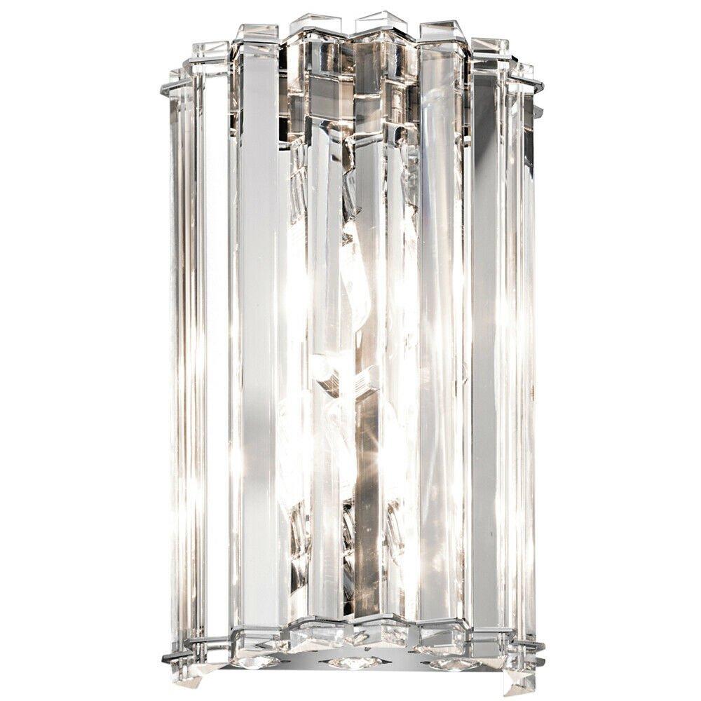 IP44 Twin Wall Light Triangular Crystal Prisms Round Crystals Chrome LED G9 3.5W