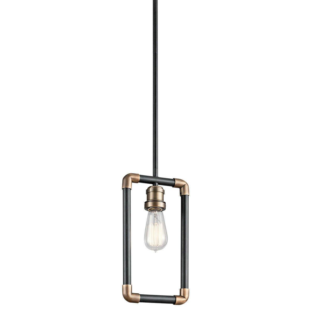 1 Bulb Ceiling Pendant Light Fitting Black and Natural Brass LED E27 60W Bulb