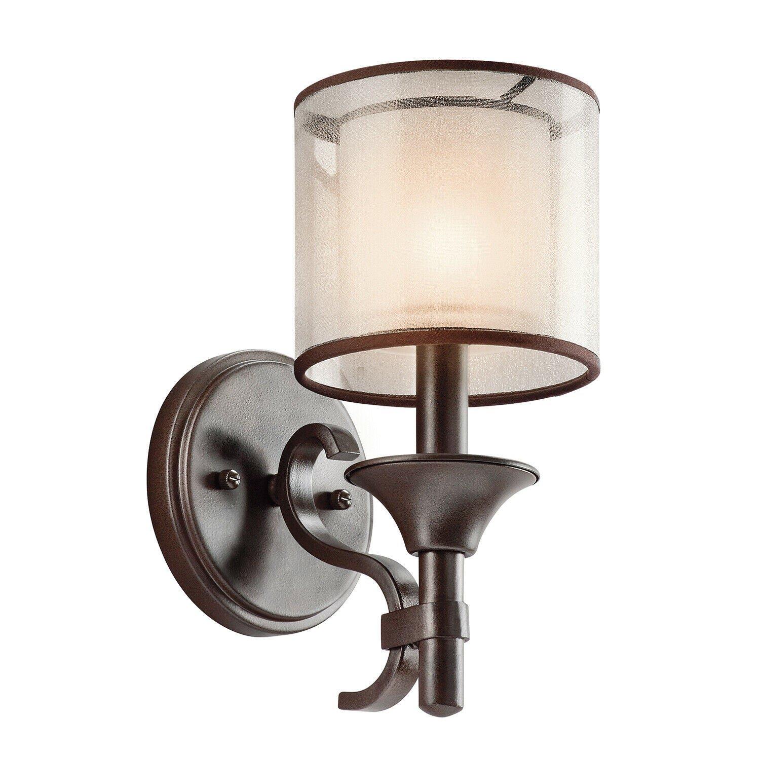 Wall Light LIGHT UMBER METALLIC FROSTED Shade Mission Bronze LED E14 60W