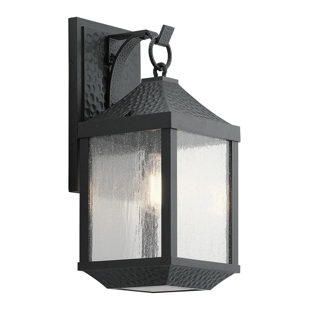 Outdoor IP44 1 Bulb Wall Light Lantern Distressed Black LED E27 60W d01816