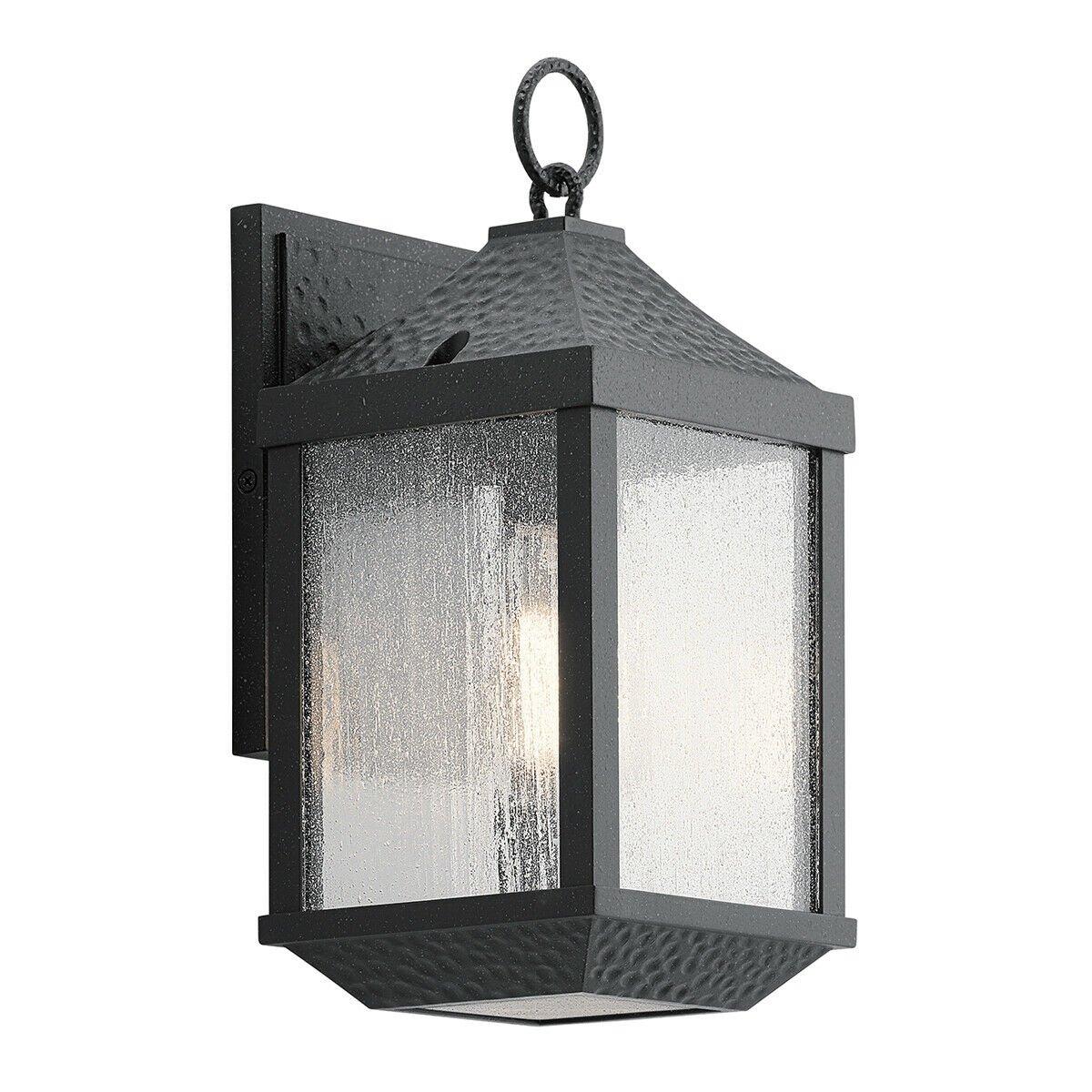 Outdoor IP44 1 Bulb Wall Light Lantern Distressed Black LED E27 60W d01817