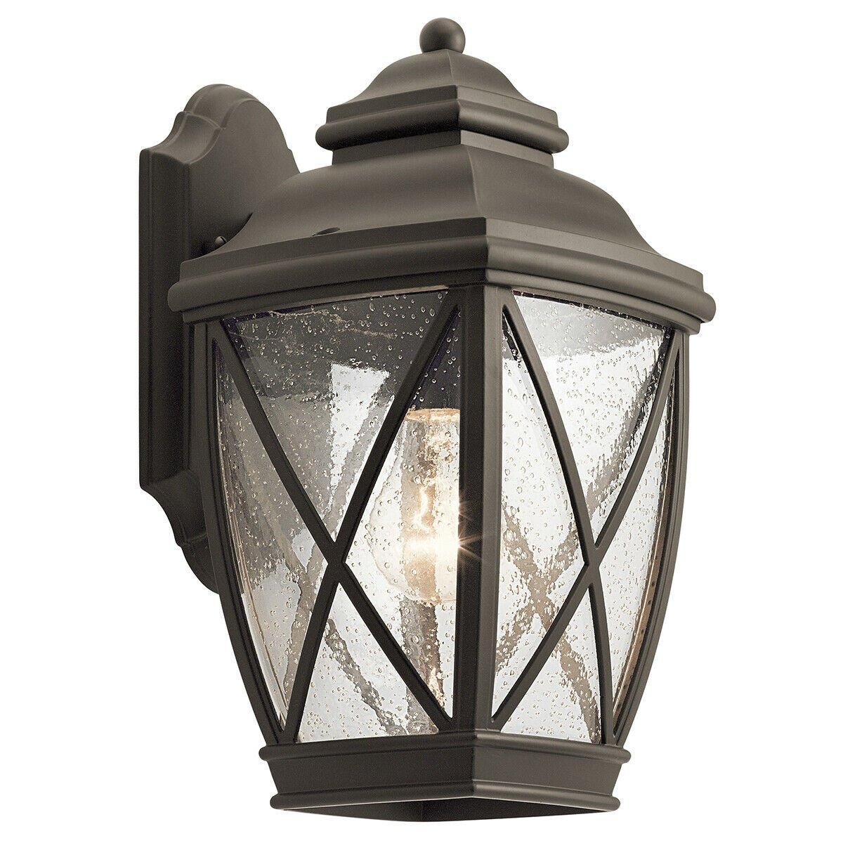 Outdoor IP44 1 Bulb Wall Light Lantern Olde Bronze LED E27 60W d01823