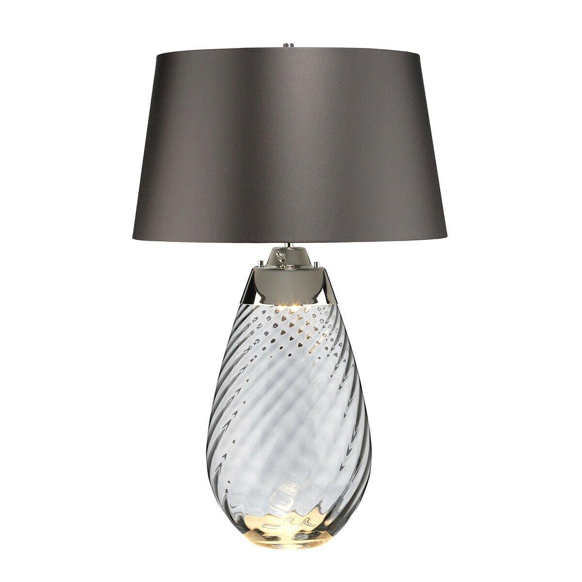 Table Lamp Smoke tinted Glass & Slate Shade LED E27 60W Bulb d01884