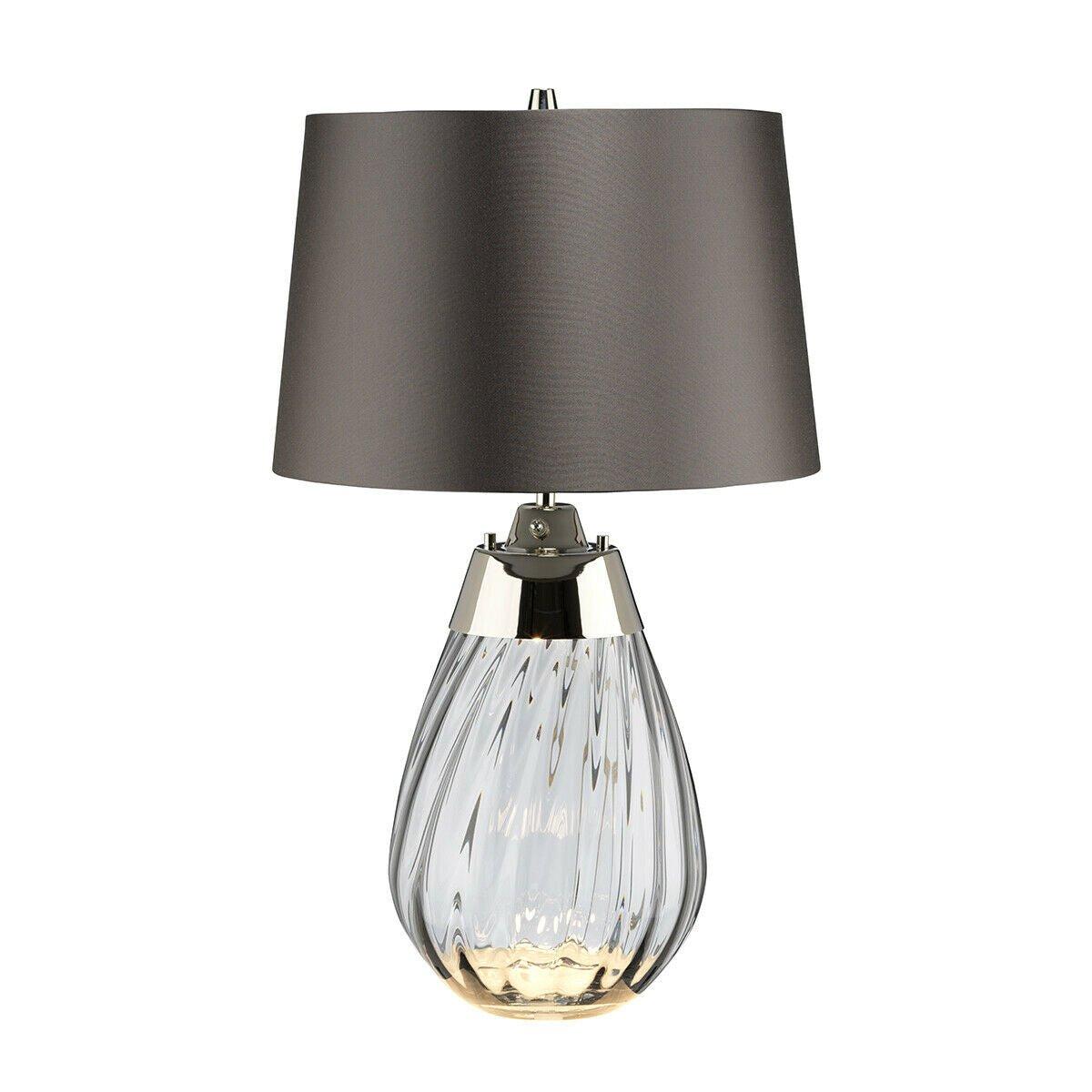 Table Lamp Smoke tinted Glass & Slate Shade LED E27 60W Bulb d01890