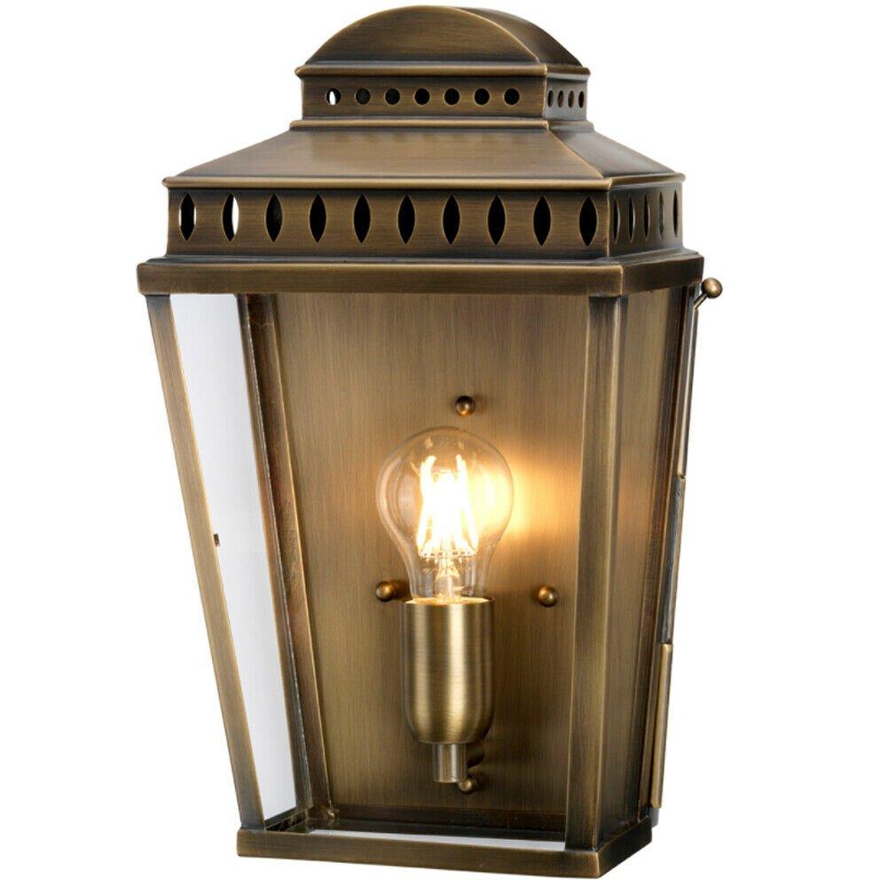 Outdoor IP44 Wall Light Aged Brass LED E27 100W d01941