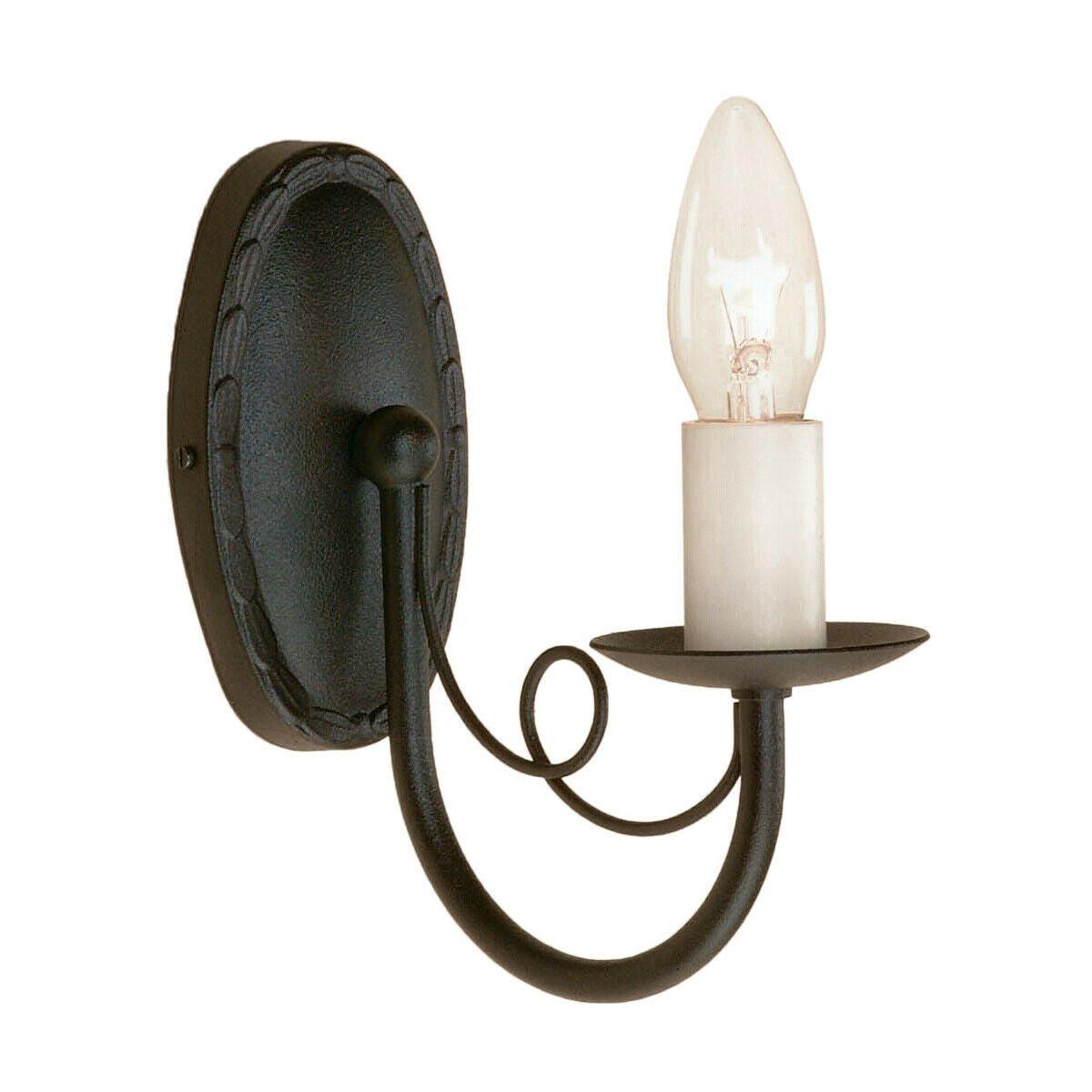Wall Light Compact Low Ceiling Looped Design Ivory Candle Tube Black LED E14 60W