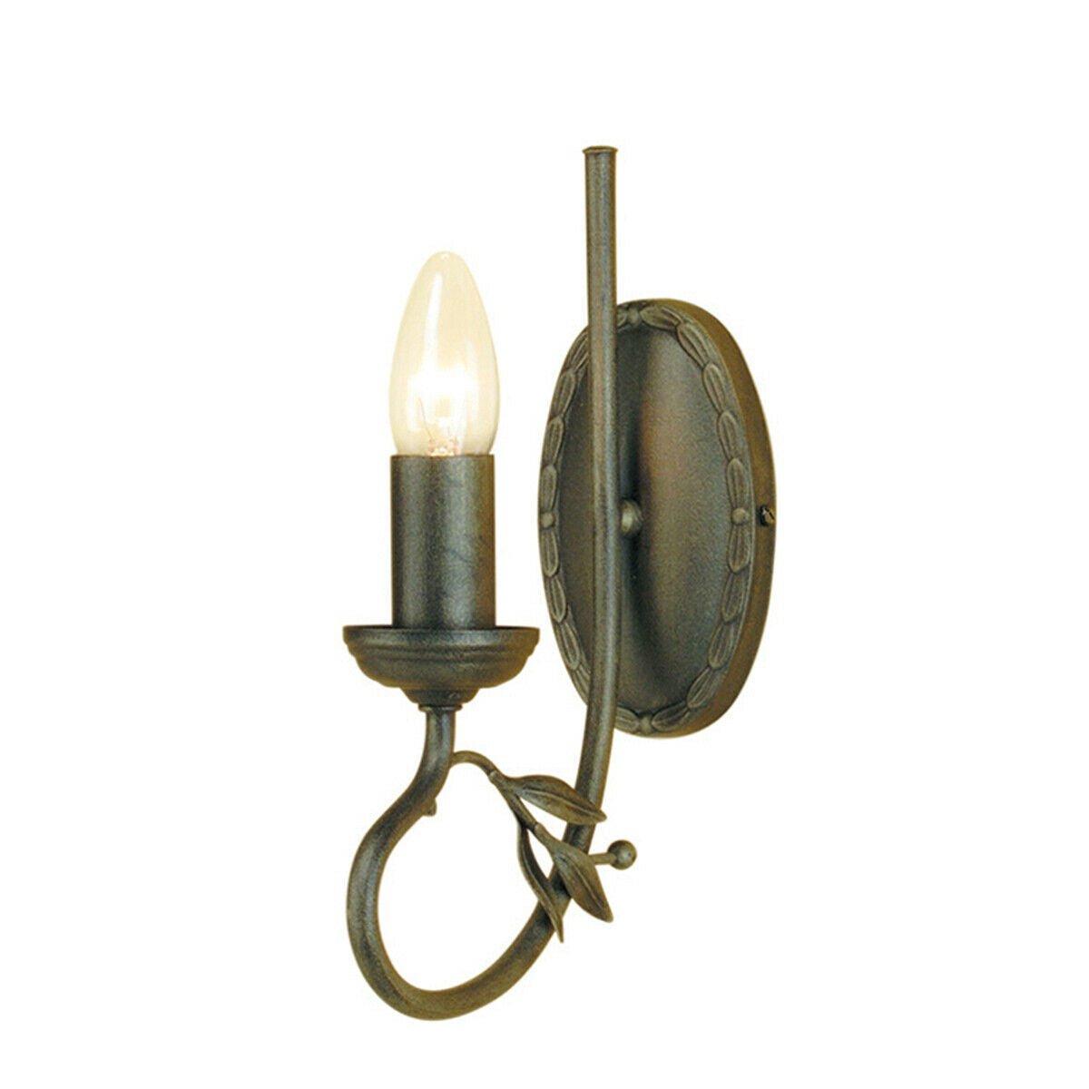Wall Light Handmade & Hand Finished Metal Branch & Leaves Black Gold LED E14 60W