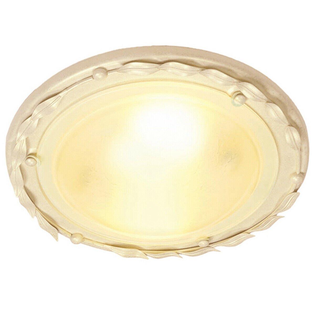 1 Bulb Flush Light Low Ceiling Ivory Gold LED E27 60W Bulb