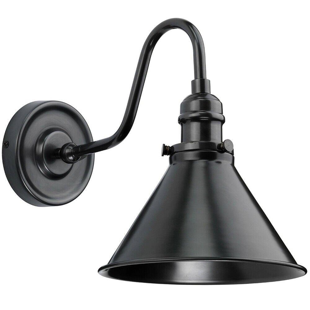 Wall Light Sconce Metal Conical Shade Downlighter Old Bronze LED E27 60W Bulb