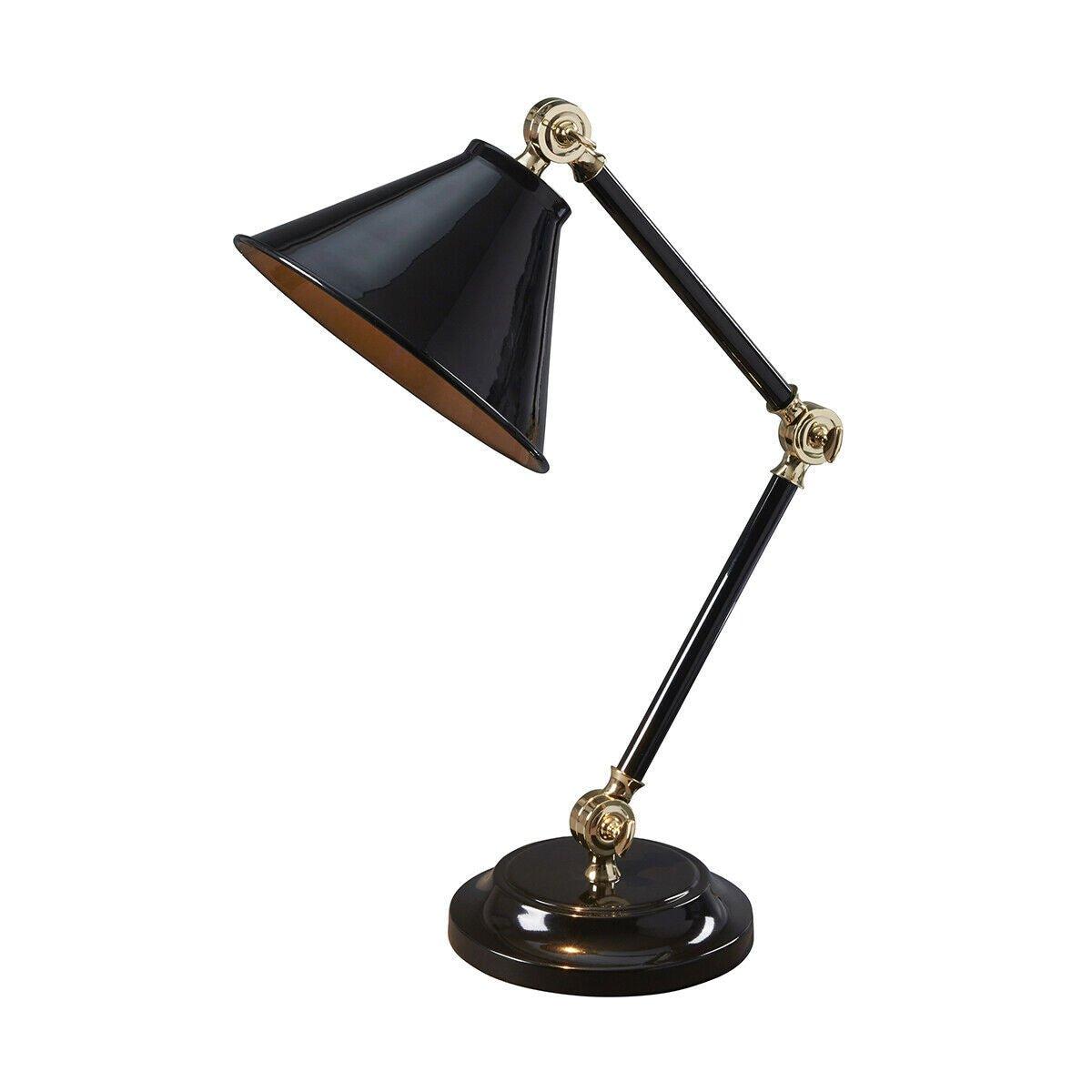 Table Lamp Black & Highly Polished Brass Finish LED E27 60W Bulb d02098
