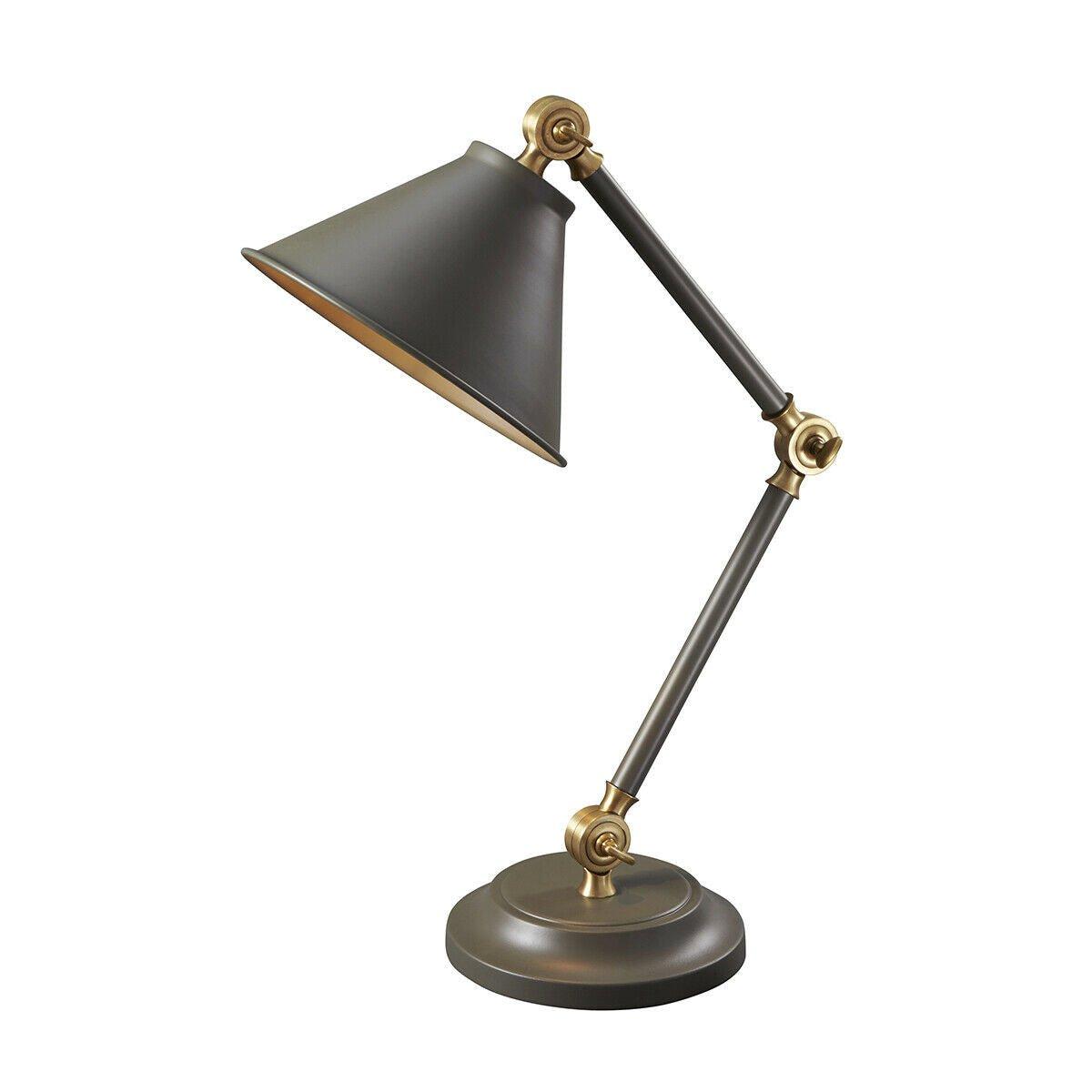 Table Lamp Moveable Up Down Desk Bedside Light Dark Grey Aged Brass LED E27 60W