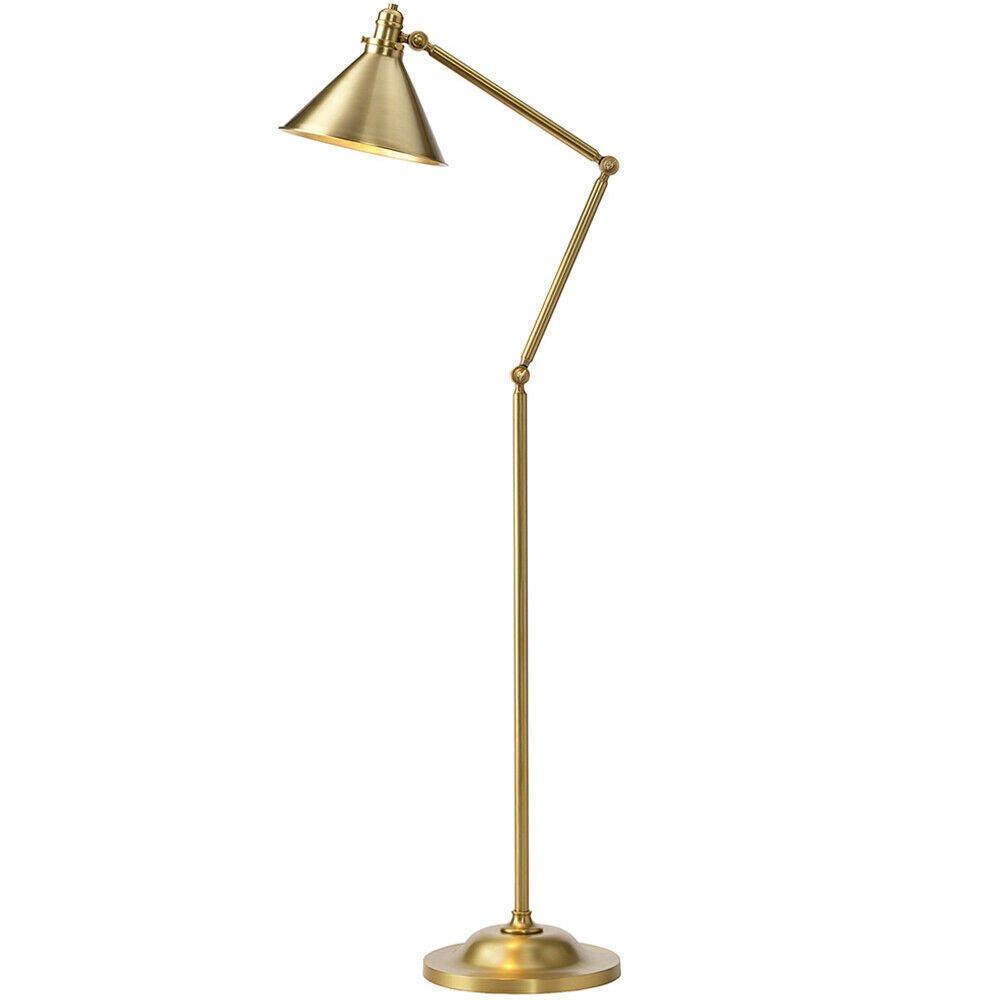 Floor Lamp Funnel Shaped Shade Moveable Ball Joints Aged Brass LED E27 100W