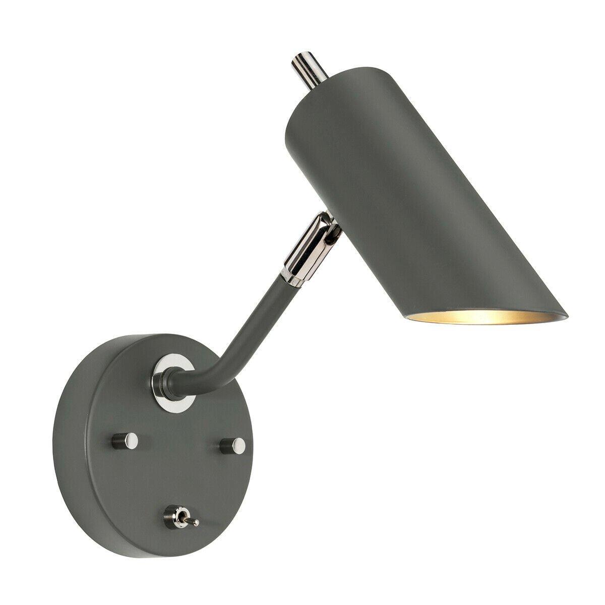 Wall Light Sconce Dark Grey Highly Polished Nickel Finish LED E27 8W Bulb