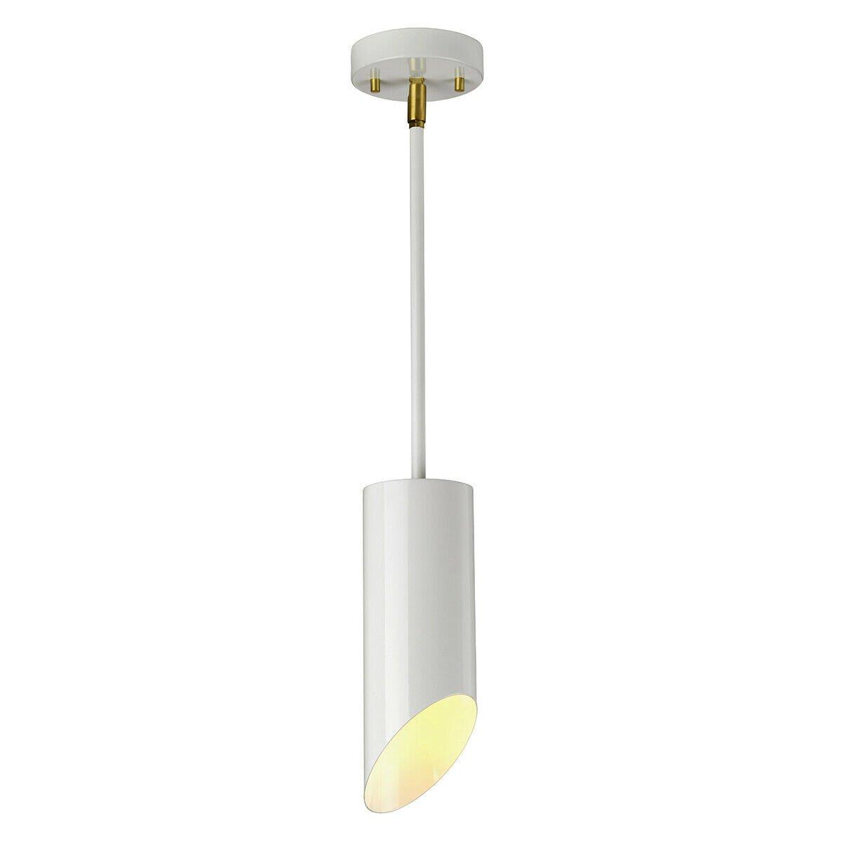 1 Bulb Ceiling Pendant Light Fitting White Aged Brass Finish LED E27 8W Bulb