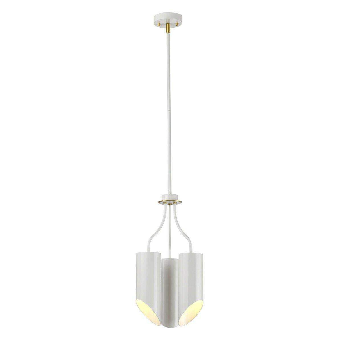 3 Bulb Chandelier Hanging Pendant LIght White Aged Brass Finish LED E27 8W Bulb
