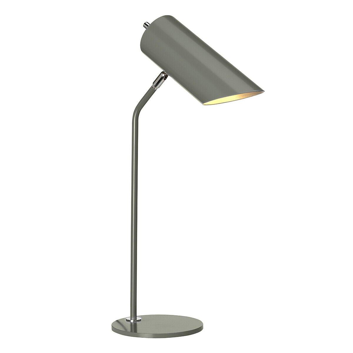 Table Lamp Dark Grey Highly Polished Nickel Finish LED E27 8W Bulb
