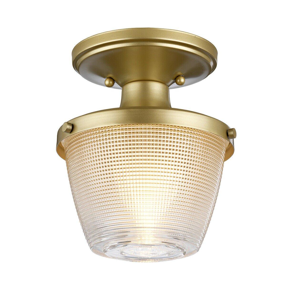 1 Bulb Flush Light IP44 Painted Natural Brass LED E27 60W Bulb