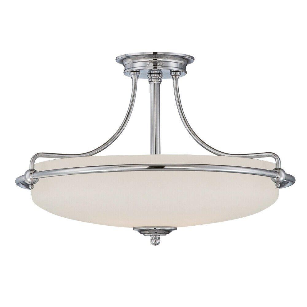 1 Bulb Semi Flush Uplighter Etched Glass Shade Antique Nickel LED E27 100W