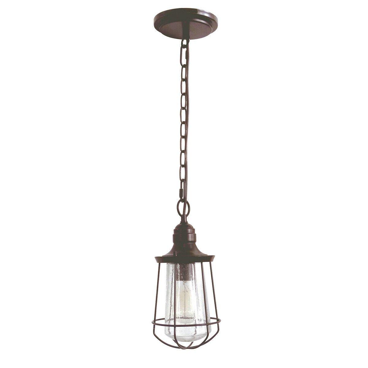 IP23 1 Bulb Chain Lantern Light Western Bronze LED E27 60W d02298
